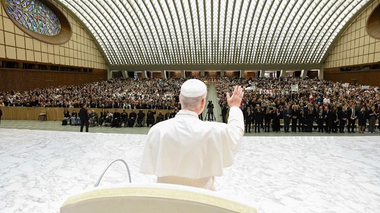 “How wonderful it would be if one day your generation were remembered as the ‘generation plus,’ remembered for the extra drive you brought to the Church and the world,” Pope Leo said. (@Vatican Media)